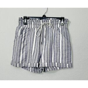 Coastal Nautical Old Money Resort Wear Linen Blend Shorts w/Paperbag Waist MED.
